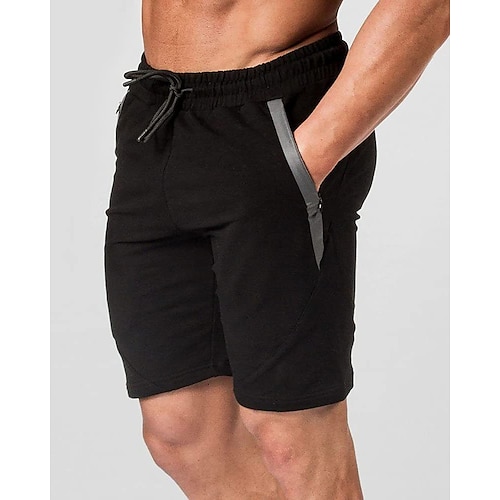 

Men's Running Shorts Gym Shorts Pocket Drawstring Bottoms Athletic Cotton Breathable Soft Moisture Absorbent Jogging Training Bodybuilding Sportswear Activewear Solid Colored Black Wine Army Green