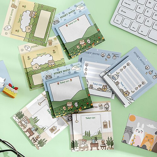 

4 pcs Sticky Notes 7.67.6 inch Colorful Paper Lined Cute Self-adhesive Post It Notes for School Office Student