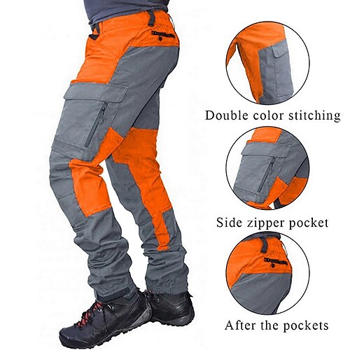 

Men's Cargo Pants Work Pants Track Pants Streetwear Color Block Outdoor Ripstop Breathable Multi Pockets Sweat wicking Bottoms 6 Pockets Zipper Pocket Black Purple Cotton Work Hunting Fishing M L XL