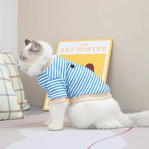 

Dog Cat Sweatshirt Stripes Fashion Simple Style Casual / Daily Outdoor Dog Clothes Puppy Clothes Dog Outfits Soft Gray Dark Blue Orange Costume for Girl and Boy Dog Plush S M L XL XXL