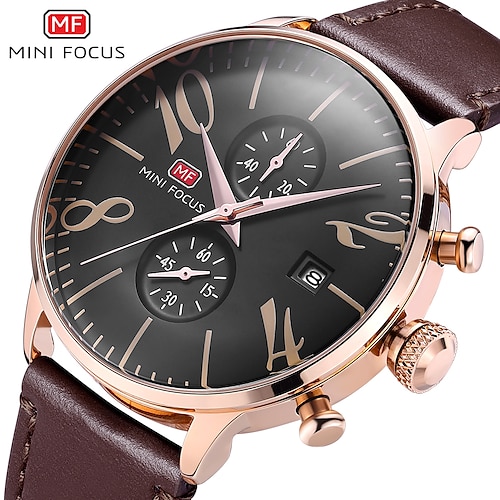 

MINI FOCUS Quartz Watch for Men Analog Quartz Stylish Stylish Waterproof Calendar Alloy PU Leather Fashion