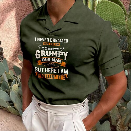 

Men's Collar Polo Shirt Golf Shirt Letter Turndown Green Purple Dark Green Gray 3D Print Casual Daily Short Sleeve Button-Down Print Clothing Apparel Fashion Designer Casual Breathable / Sports