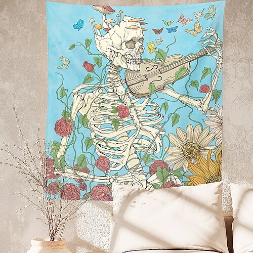 

Colorful Abstract Skull Music Print Tapestry 1 Piece
