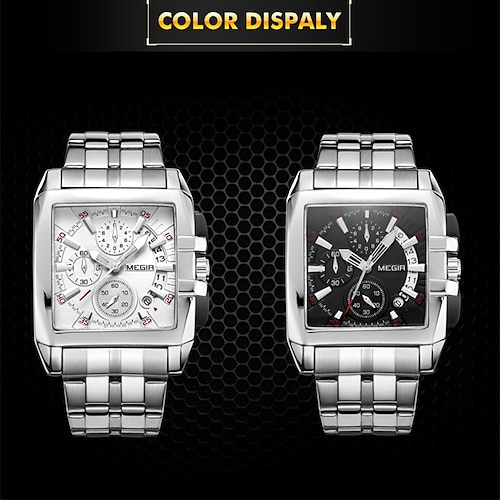 

Megir Steel Belt Men'S Watch Chronograph Calendar Small Three-Pin Sports Outdoor Square Men'S Watch