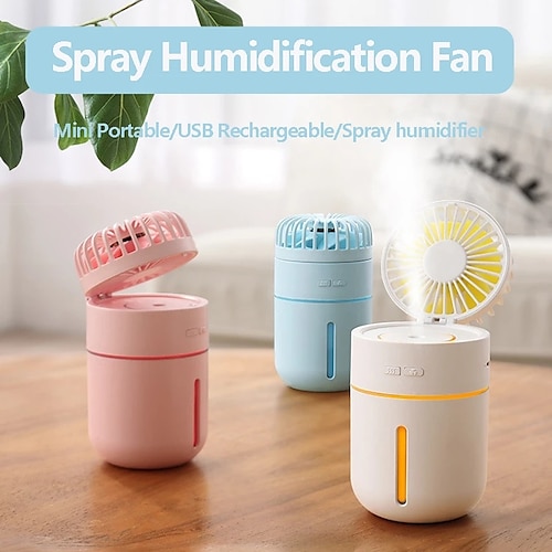 

T9 Humidifier Fan Portable Quiet Operation 2000mAh Battery Strong Airflow 3 Speed USB Charging Electric Fan