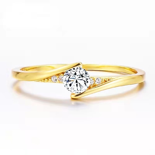 

1pc Ring For Women's AAA Cubic Zirconia White 18K Gold Geometrical