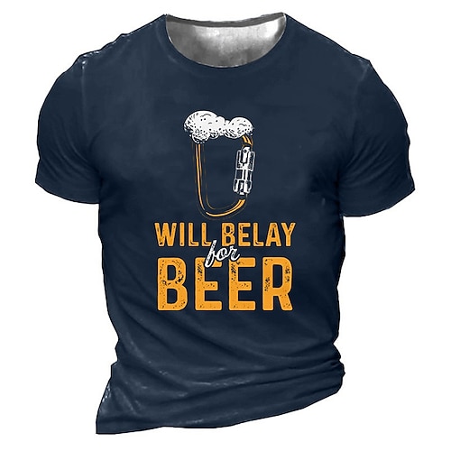 

Men's Unisex T shirt Tee 3D Print Graphic Prints Beer Letter Crew Neck Street Daily Print Short Sleeve Tops Casual Designer Big and Tall Sports Black Army Green Dark Gray