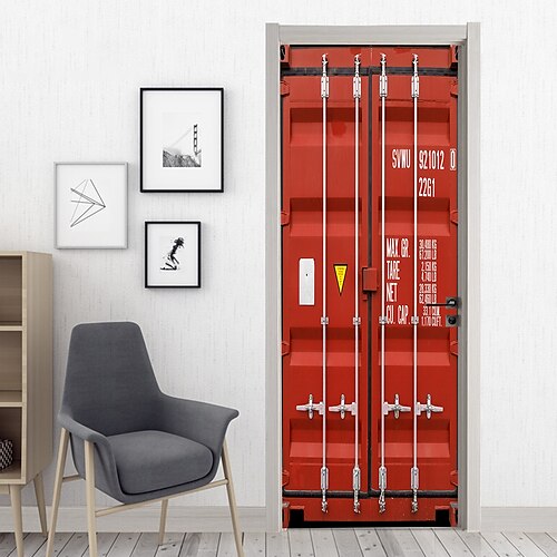 

77/90200cm Decoration Simulation Door Sticker Bedroom Living Room Door Renovation Pvc Wall Sticker Wall Sticker Living Room Bedroom Wall Removable Watercolor Sticker