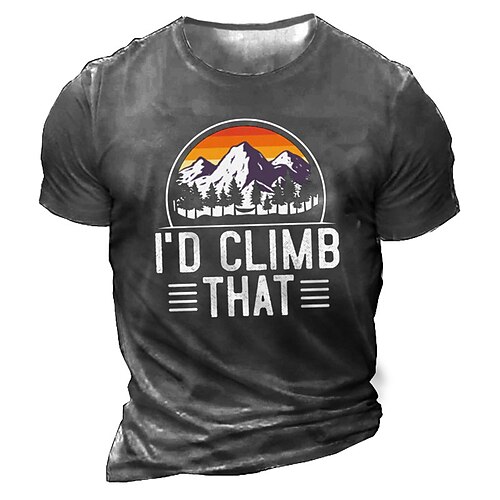 

Men's Unisex T shirt Tee 3D Print Graphic Prints Mountain Letter Crew Neck Street Daily Print Short Sleeve Tops Casual Designer Big and Tall Sports Black Army Green Khaki