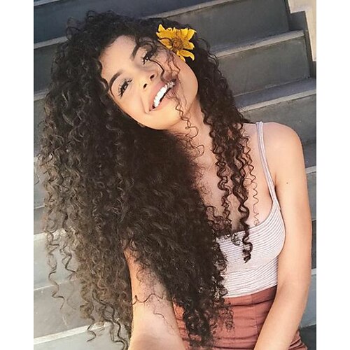 

Sleek Natural Ombre Blonde Wig 30 Inch Long Wavy Heat Resistance Synthetic Wigs Lace Front African American Synthetic Hair Wigs