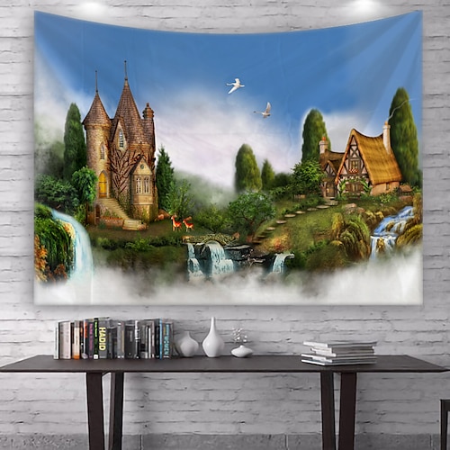 

Landscape Painting Style Wall Tapestry Art Decor Blanket Curtain Hanging Home Bedroom Living Room Decoration