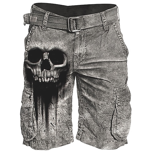 

Men's Classic Style Chic & Modern Tactical Cargo Work Shorts 3D Print Multiple Pockets Short Pants Sports Outdoor Casual Graphic Patterned Skull Cotton Blend Comfort Soft Mid Waist Dark Gray Brown S