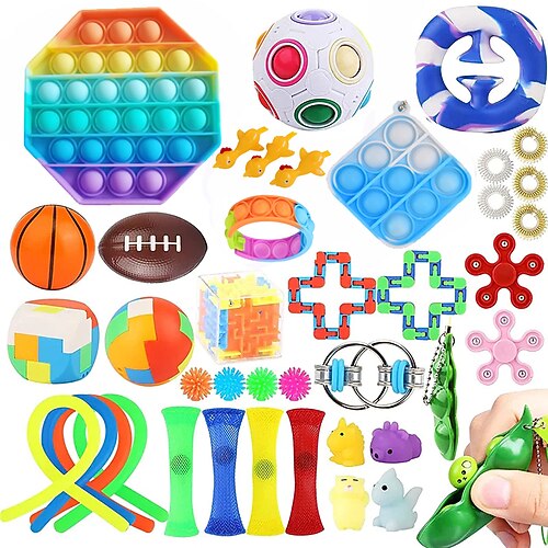 

60Pcs Sensory Fidget Toys Set Relieves Stress and Anxiety Fidget Toy Special Needs Stress Reliever Toys for Boy Girl Adults Sensory Therapy Toys for ADHD Autism Stress Anxiety