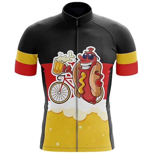 

21Grams Men's Cycling Jersey Short Sleeve Bike Jersey Top with 3 Rear Pockets Mountain Bike MTB Road Bike Cycling Breathable Quick Dry Moisture Wicking Reflective Strips Yellow Graphic Polyester