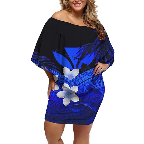 

Mujer Corte Bodycon Verde Trébol Negro Azul Piscina Manga Larga Floral Estampado Primavera Verano Hombros Caídos Moderno Delgado 2022 S M L XL XXL 3XL 4XL