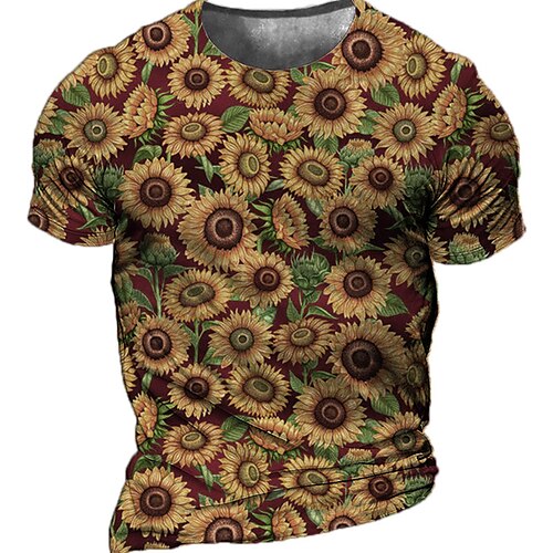 

Men's Unisex T shirt Tee 3D Print Graphic Prints Sunflower Crew Neck Street Daily Print Short Sleeve Tops Casual Designer Big and Tall Sports Green Blue Yellow