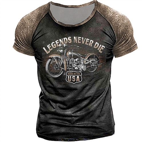 

Men's T shirt Tee Funny T Shirts Raglan T Shirt Graphic Motorcycle Crew Neck Black 3D Print Outdoor Casual Short Sleeve Print Clothing Apparel Vintage Fashion Designer Classic