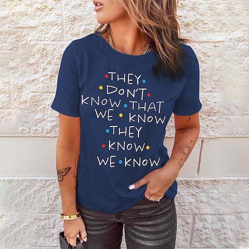 

Women's Casual Weekend Painting T shirt Tee Polka Dot Text Short Sleeve Print Round Neck Basic Tops Green White Black S