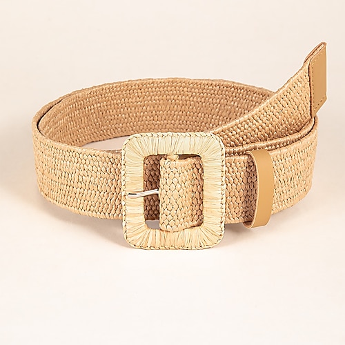 

Women's Belt Straw Khaki Wide Belt Office Festival Pure Color / Spring / Summer / Fall / Winter