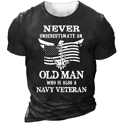

Men's Unisex T shirt Tee 3D Print Graphic Prints National Flag Letter Crew Neck Street Daily Print Short Sleeve Tops Casual Vintage Designer Big and Tall Black Gray Army Green