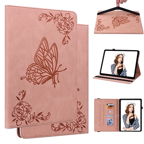 

Tablet Case Cover For Lenovo Fire HD 10 / Plus 2021 Fire HD 8 / Plus 2020 Fire HD 10 2019/2017 Fire HD 8 (2017) Card Holder with Stand Flip Butterfly Solid Colored TPU PU Leather