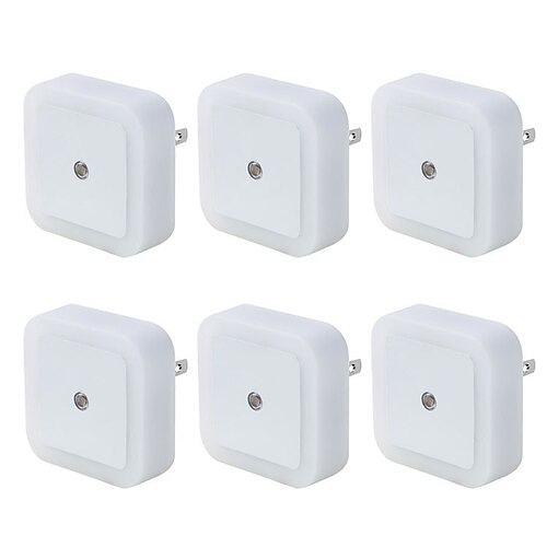 

6stk led nattlys mini lyssensor kontroll 110v 220v eu plug nattlyslampe for barn barn stue soverom belysning