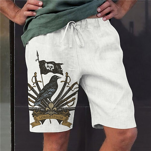 

Men's Stylish Designer Straight Shorts Elastic Waist Print Short Pants Sports Outdoor Daily Graphic Prints Skull Cotton Blend Comfort Breathable Mid Waist White S M L XL XXL
