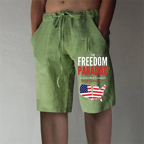 

Men's Stylish Designer Straight Shorts Elastic Waist Print Short Pants Sports Outdoor Daily Graphic Prints National Flag Cotton Blend Comfort Breathable Mid Waist Green M L XL XXL 3XL / Summer