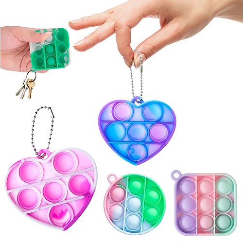 

Fidget Sensory Toy Child Mini Push Bubble Toys Figet Simple Dimple Toy Keychain Ring Anti-stress Board Autism Educational Toy 6pcs /12pcs