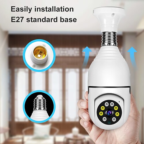 

360 Degree Panoramic Rotating Home Lamp Head Surveillance Camera HD Night Vision Bulb Network Indoor Monitor