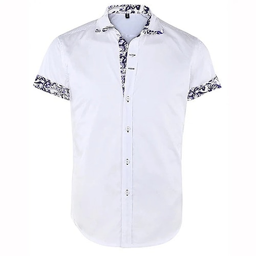 

Men's Shirt Floral Color Block Turndown Red Navy Blue White Black Street Casual Short Sleeve Button-Down Clothing Apparel Sports Fashion Classic Comfortable / Summer / Summer