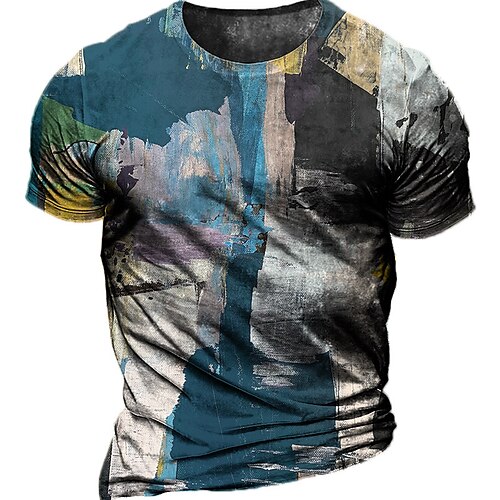 

Men's Unisex T shirt Tee 3D Print Graphic Prints Oil Painting Crew Neck Street Daily Print Short Sleeve Tops Casual Designer Big and Tall Sports Blue