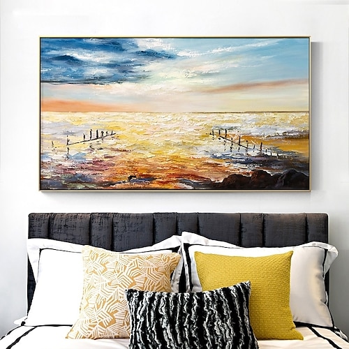 

Handmade Hand Painted Oil Painting Wall Art Large Size Landscape Canvas Painting Ocean Landscape Home Decoration Decor Rolled Canvas No Frame Unstretched