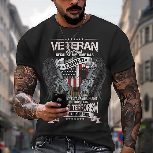 

Men's Unisex T shirt 3D Print Graphic Prints Weapon Letter Crew Neck Street Daily Print Short Sleeve Tops Casual Designer Big and Tall Sports Dark Gray