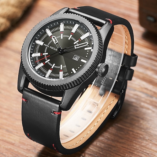 

MINI FOCUS Quartz Watch for Men Analog Quartz Stylish Stylish Waterproof Calendar Alloy PU Leather Fashion