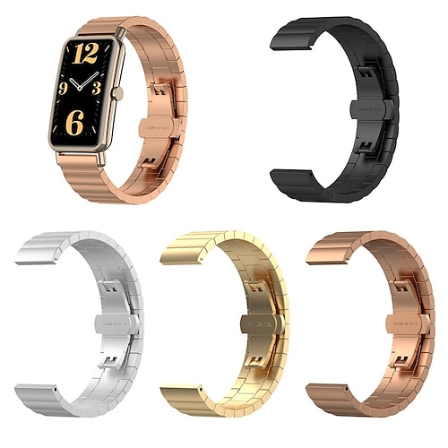 

1 pcs Smart Watch Band Compatible with Huawei Huawei Watch Fit Mini Smartwatch Strap Adjustable Stainless Steel Buckle Shockproof Metal Band Replacement Wristband
