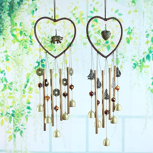 

dream catcher metal tube bell wind chime pendant door decoration heart-shaped home decoration handicraft gift pendant cross border