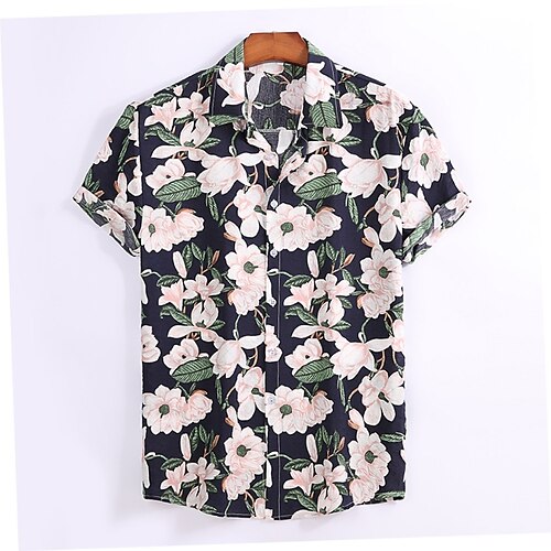 

Men's Shirt 3D Print Floral Turndown Casual Daily Print Tops Casual Exaggerated Navy Blue