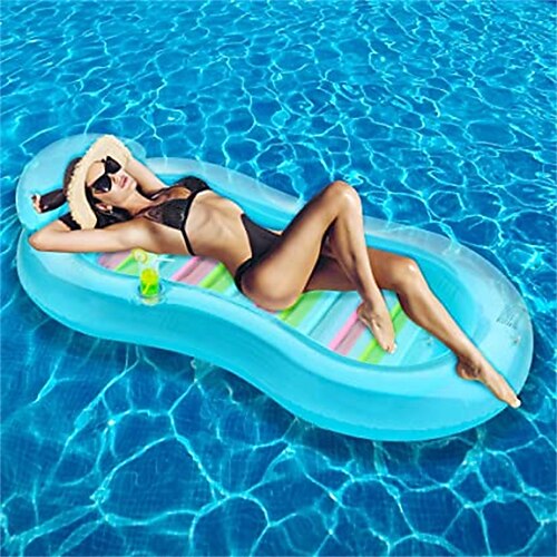

Pool Floats Adult Pool Lounger with Cup Holder and Headrest Large Inflatable Swimming Pool Float Pool Raft Recliner Portable Water Hammock Lake Raft Fun Pool Beach Party Toys for Adults Kids