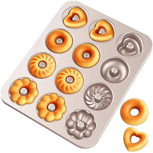 

1pc 12 Hole Non-Stick Doughnut Baking Pans Carbon Steel Pattern Donut Maker Molds Tray DIY Cake Donuts Dessert Bakeware Pan Tools
