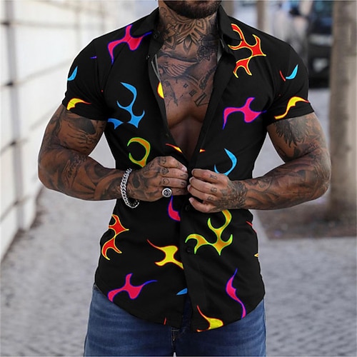 

Men's Shirt Graphic Turndown Street Casual Button-Down Print Tops Casual Fashion Breathable Comfortable Green Black Gray / Summer