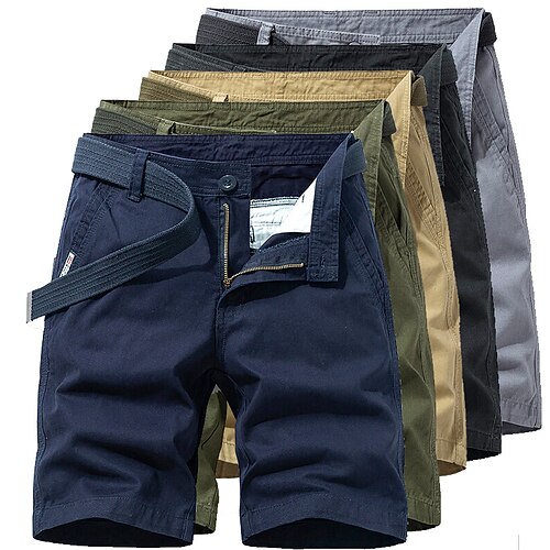 

Men's Cargo Shorts Pocket Solid Color Breathable Outdoor Short Casual Daily 100% Cotton Cargo Shorts Slim Black Blue Inelastic