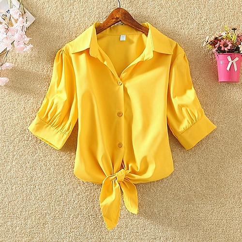 

Women's Jacket Casual Jacket Outdoor Street Daily Spring Summer Short Coat Regular Fit Breathable Streetwear Casual Jacket Half Sleeve Solid Color Lace up Stylish Pink Yellow Light Blue