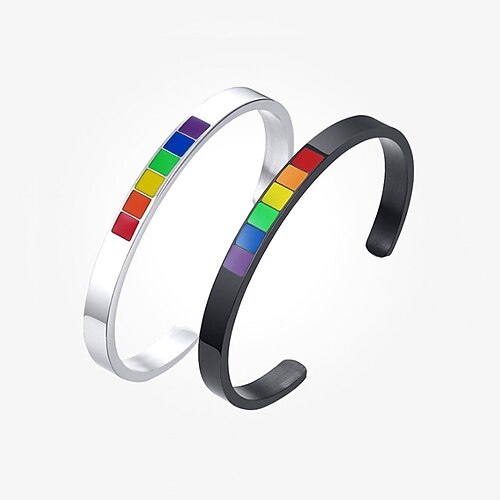 

Titanium Steel Jewelry Gay Couple Stainless Steel Rainbow Bracelet Titanium Jewelry