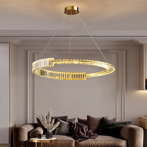 

60 cm Unique Design Crystal Pendant Light LED Chandelier Dimmable Metal Nordic Style Living Room Dining Room 220-240V