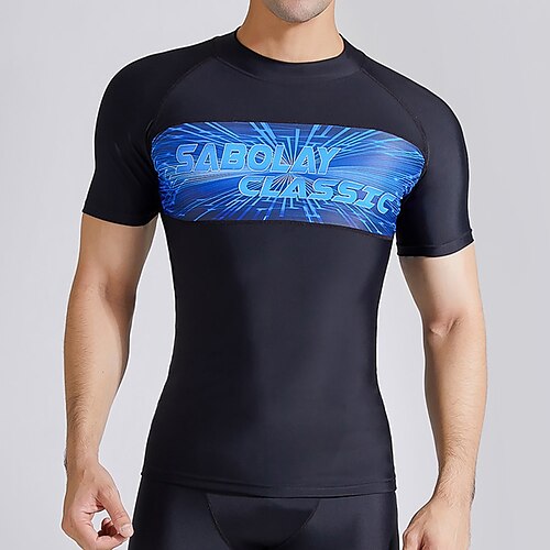 

Men's Rash Guard Swim Shirt UV Sun Protection UPF50 Quick Dry Short Sleeve Sun Shirt Swimming Surfing Beach Water Sports Printed Summer / Stretchy / Lightweight