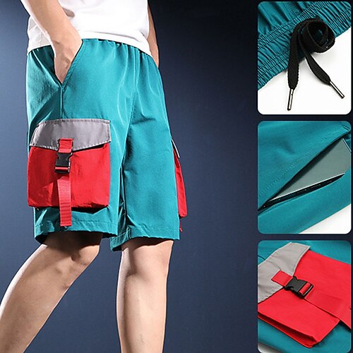 

Men's Casual Casual / Sporty Shorts Cargo Shorts Pocket Elastic Waist Knee Length Pants Sports Outdoor Casual Micro-elastic Color Block Breathable Quick Dry Mid Waist Black Blue M L XL XXL 3XL