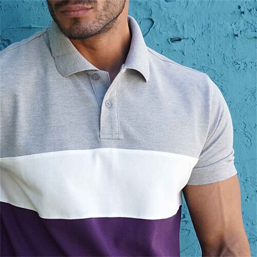 

Men's Shirt Patchwork Turndown Street Casual Button-Down Short Sleeve Tops Casual Fashion Breathable Comfortable White gray