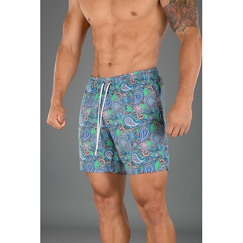 

Men's Graffiti Cashew Gym Shorts Shorts Bottoms Running Jogging Bodybuilding Breathable Quick Dry Sport Black Light Green Dark Navy Red BlueGreen / Stretchy