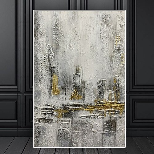 

Mintura Handmade Abstract City Landscape Oil Painting On Canvas Wall Art Decoration Modern Picture For Home Decor Rolled Frameless Unstretched Painting